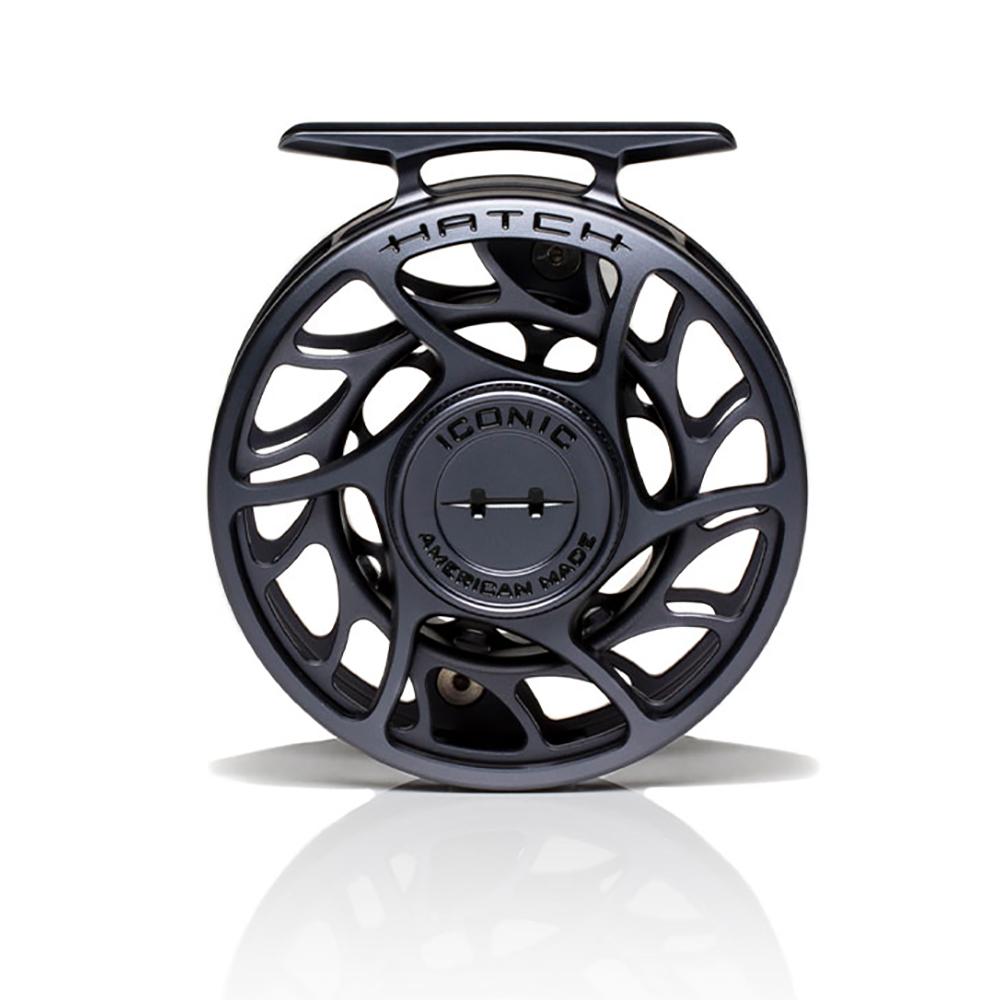 Hatch Iconic Fly Reel - 3 Plus in Grey Black Rear View